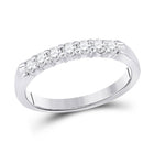 Radiant Elegance: 14kt White Gold Womens Round Diamond Single Row Band Ring 1/3 Cttw - Splendid Jewellery