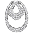 Radiant Elegance: 14kt White Gold Womens Round Diamond Slide Oval Pendant 3/4 Cttw - Splendid Jewellery