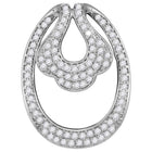 Radiant Elegance: 14kt White Gold Womens Round Diamond Slide Oval Pendant 3/4 Cttw - Splendid Jewellery