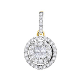 Radiant Elegance: 14kt Yellow Gold Diamond Cluster Pendant - Splendid Jewellery
