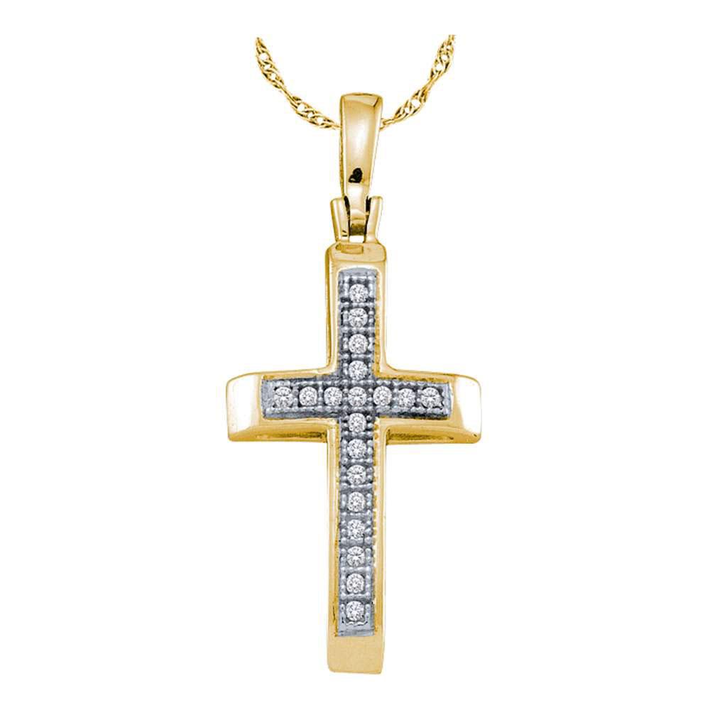 Radiant Elegance: Yellow - tone Sterling Silver Diamond Cross Pendant - Splendid Jewellery