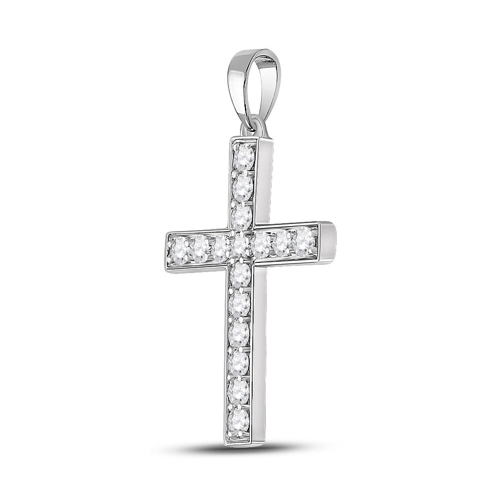 Radiant Faith: 10kt White Gold Diamond Cross Pendant - Splendid Jewellery