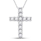 Radiant Faith: 10kt White Gold Womens Round Diamond Cross Pendant 1/10 Cttw - Splendid Jewellery