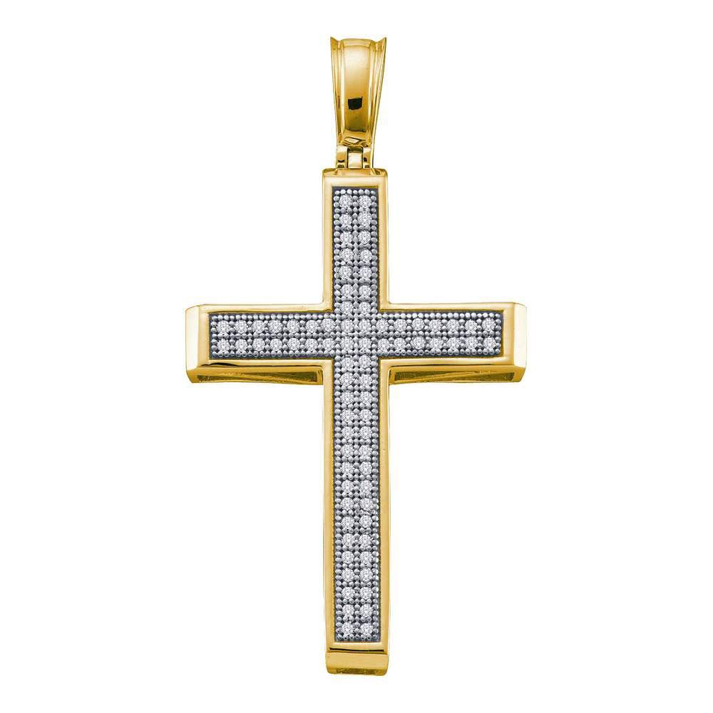 Radiant Faith: 10kt Yellow Gold Diamond Cross Pendant - Splendid Jewellery