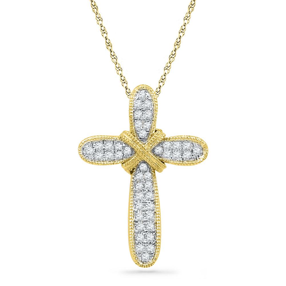 Radiant Faith: 10kt Yellow Gold Diamond Cross Pendant - Splendid Jewellery