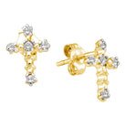 Radiant Faith: 10kt Yellow Gold Womens Round Diamond Cross Earrings - Splendid Jewellery