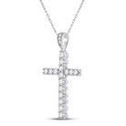 Radiant Faith: 14kt White Gold Womens Round Diamond Cross Pendant 1/2 Cttw - Splendid Jewellery