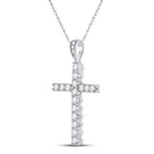 Radiant Faith: 14kt White Gold Womens Round Diamond Cross Pendant 1/2 Cttw - Splendid Jewellery