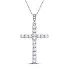 Radiant Faith: 14kt White Gold Womens Round Diamond Cross Pendant 1/2 Cttw - Splendid Jewellery