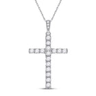 Radiant Faith: 14kt White Gold Womens Round Diamond Cross Pendant 1/2 Cttw - Splendid Jewellery