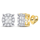 Radiant Glow 14kt Yellow Gold Diamond Circle Frame Cluster Earrings - Splendid Jewellery