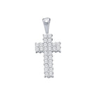 Radiant Glow Diamond Cross Pendant | 14kt White Gold Womens Round Diamond Simple Cross Religious Pendant 1/4 Cttw | Splendid Jewellery - Splendid Jewellery