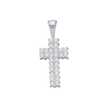Load image into Gallery viewer, Radiant Glow Diamond Cross Pendant | 14kt White Gold Womens Round Diamond Simple Cross Religious Pendant 1/4 Cttw | Splendid Jewellery - Splendid Jewellery