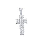 Radiant Glow Diamond Cross Pendant | 14kt White Gold Womens Round Diamond Simple Cross Religious Pendant 1/4 Cttw | Splendid Jewellery - Splendid Jewellery