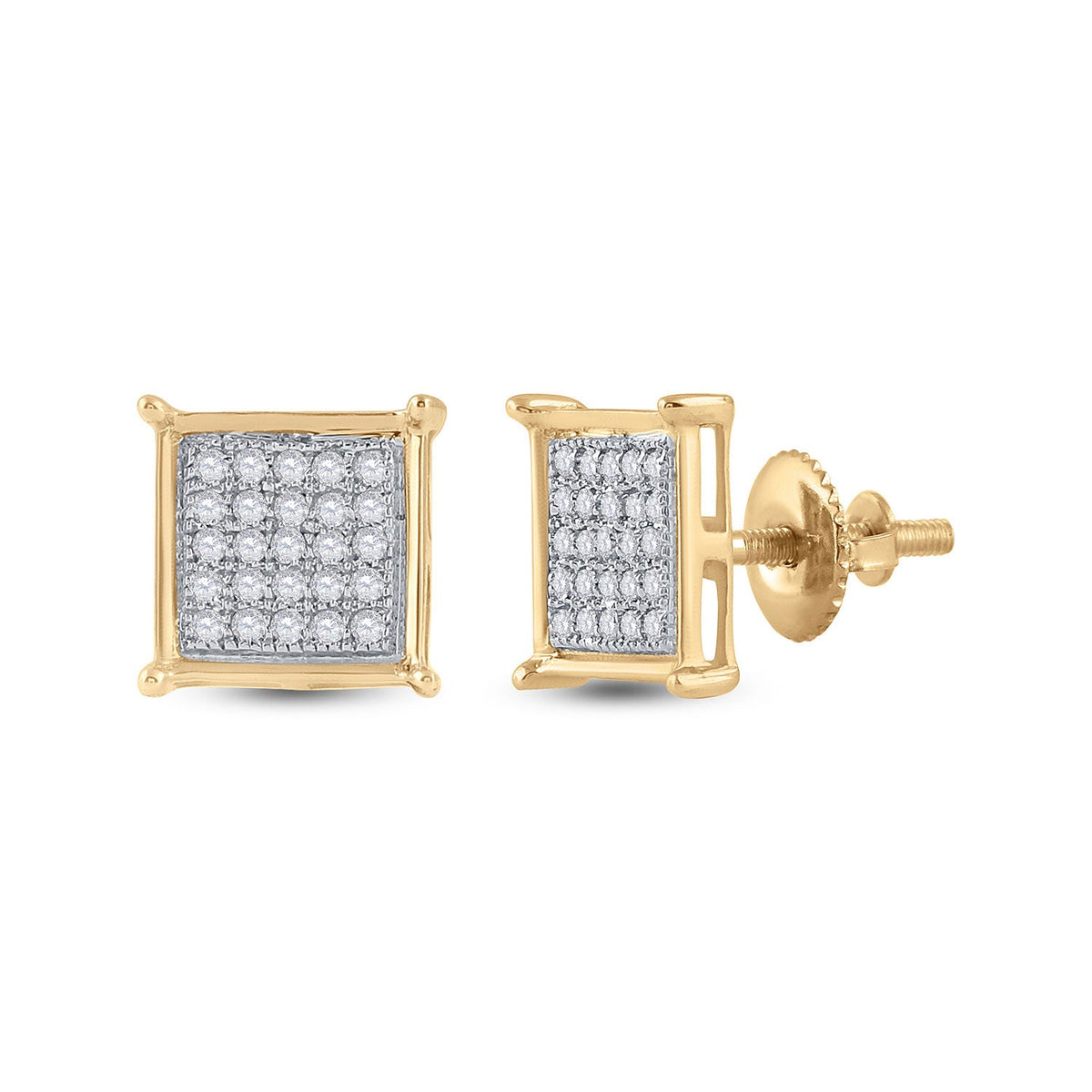 Radiant Gold Square Diamond Earrings - Splendid Jewellery