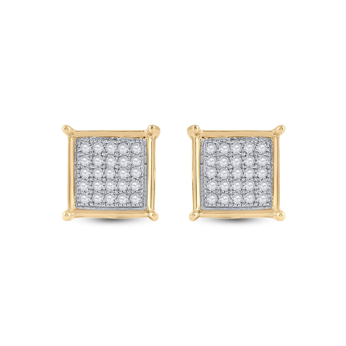 Radiant Gold Square Diamond Earrings - Splendid Jewellery