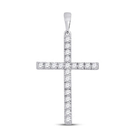 Radiant Grace: 14kt White Gold Diamond Cross Pendant - Splendid Jewellery