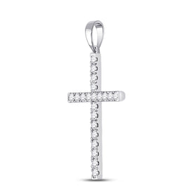 Radiant Grace: 14kt White Gold Diamond Cross Pendant - Splendid Jewellery