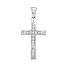 Radiant Grace Diamond Cross Pendant | 10kt White Gold Womens Round Diamond Cross Pendant 1/10 Cttw | Splendid Jewellery - Splendid Jewellery