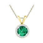 Radiant Green Enchantment Pendant | 10k Yellow Gold Womens Lab - Created Emerald & Diamond Halo Pendant 7/8 Cttw | Splendid Jewellery - Splendid Jewellery