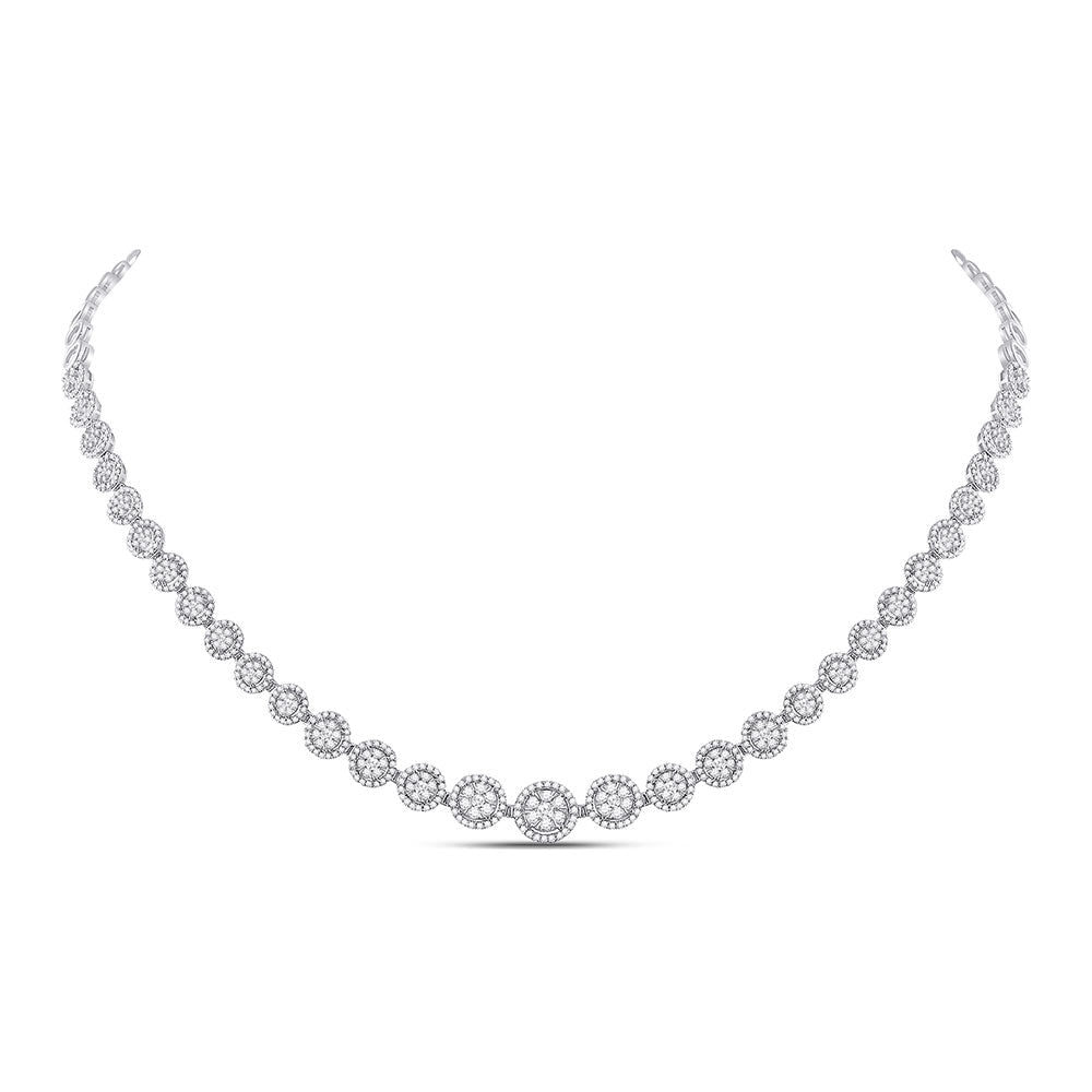 Radiant Halo Brilliance Necklace | 14kt White Gold Womens 3 Cttw Graduated Diamond Pendant | Splendid Jewellery - Splendid Jewellery