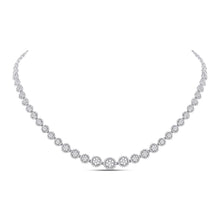 Load image into Gallery viewer, Radiant Halo Brilliance Necklace | 14kt White Gold Womens 3 Cttw Graduated Diamond Pendant | Splendid Jewellery - Splendid Jewellery