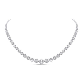 Radiant Halo Brilliance Necklace | 14kt White Gold Womens 3 Cttw Graduated Diamond Pendant | Splendid Jewellery - Splendid Jewellery