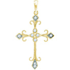 Radiant Harmony: 10kt Yellow Gold Womens Round Diamond Cross Pendant - Splendid Jewellery