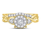 Radiant Love | 10k White Gold Diamond Cluster Bridal Wedding Ring Band Set 1/3 Cttw | Splendid Jewellery - Splendid Jewellery