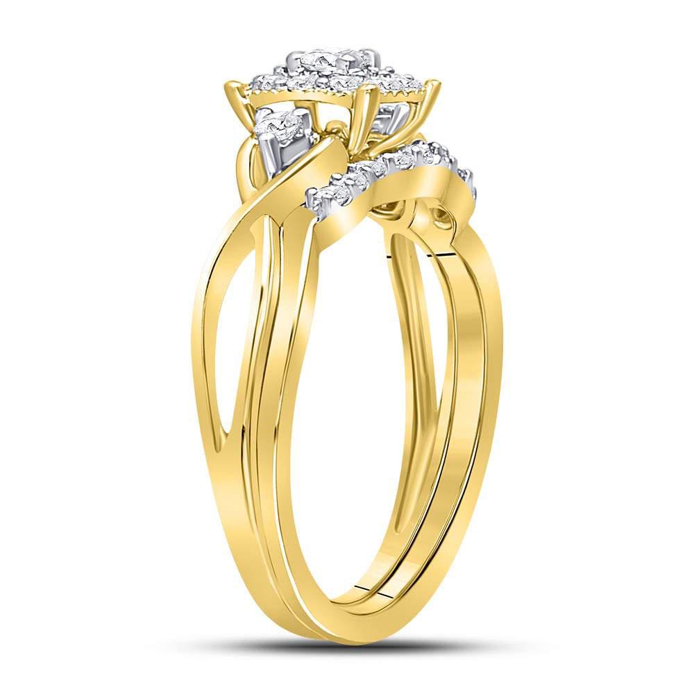 Radiant Love | 10k White Gold Diamond Cluster Bridal Wedding Ring Band Set 1/3 Cttw | Splendid Jewellery - Splendid Jewellery