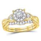 Radiant Love | 10k White Gold Diamond Cluster Bridal Wedding Ring Band Set 1/3 Cttw | Splendid Jewellery - Splendid Jewellery