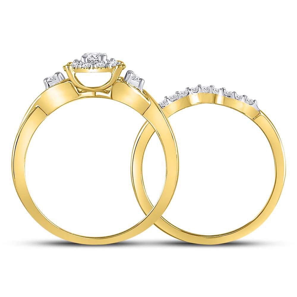 Radiant Love | 10k White Gold Diamond Cluster Bridal Wedding Ring Band Set 1/3 Cttw | Splendid Jewellery - Splendid Jewellery