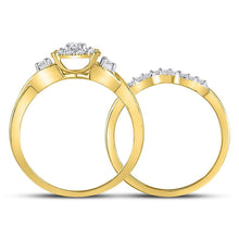 Load image into Gallery viewer, Radiant Love | 10k White Gold Diamond Cluster Bridal Wedding Ring Band Set 1/3 Cttw | Splendid Jewellery - Splendid Jewellery
