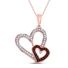 Radiant Love: 10kt Rose Gold Red Diamond Double Heart Pendant - Splendid Jewellery