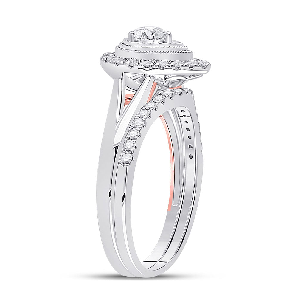 Radiant Love: 10kt Two - tone Gold Diamond Bridal Wedding Ring Band Set - Splendid Jewellery