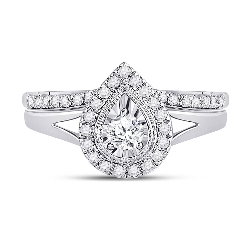 Radiant Love: 10kt Two - tone Gold Diamond Bridal Wedding Ring Band Set - Splendid Jewellery