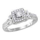 Radiant Love 10kt White Gold Diamond Halo Bridal Wedding Engagement Ring - Splendid Jewellery