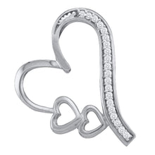Load image into Gallery viewer, Radiant Love: 10kt White Gold Diamond Triple Heart Pendant - Splendid Jewellery