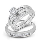 Radiant Love: 10kt White Gold His Hers Round Diamond Cluster Matching Wedding Set 1/3 Cttw - Splendid Jewellery