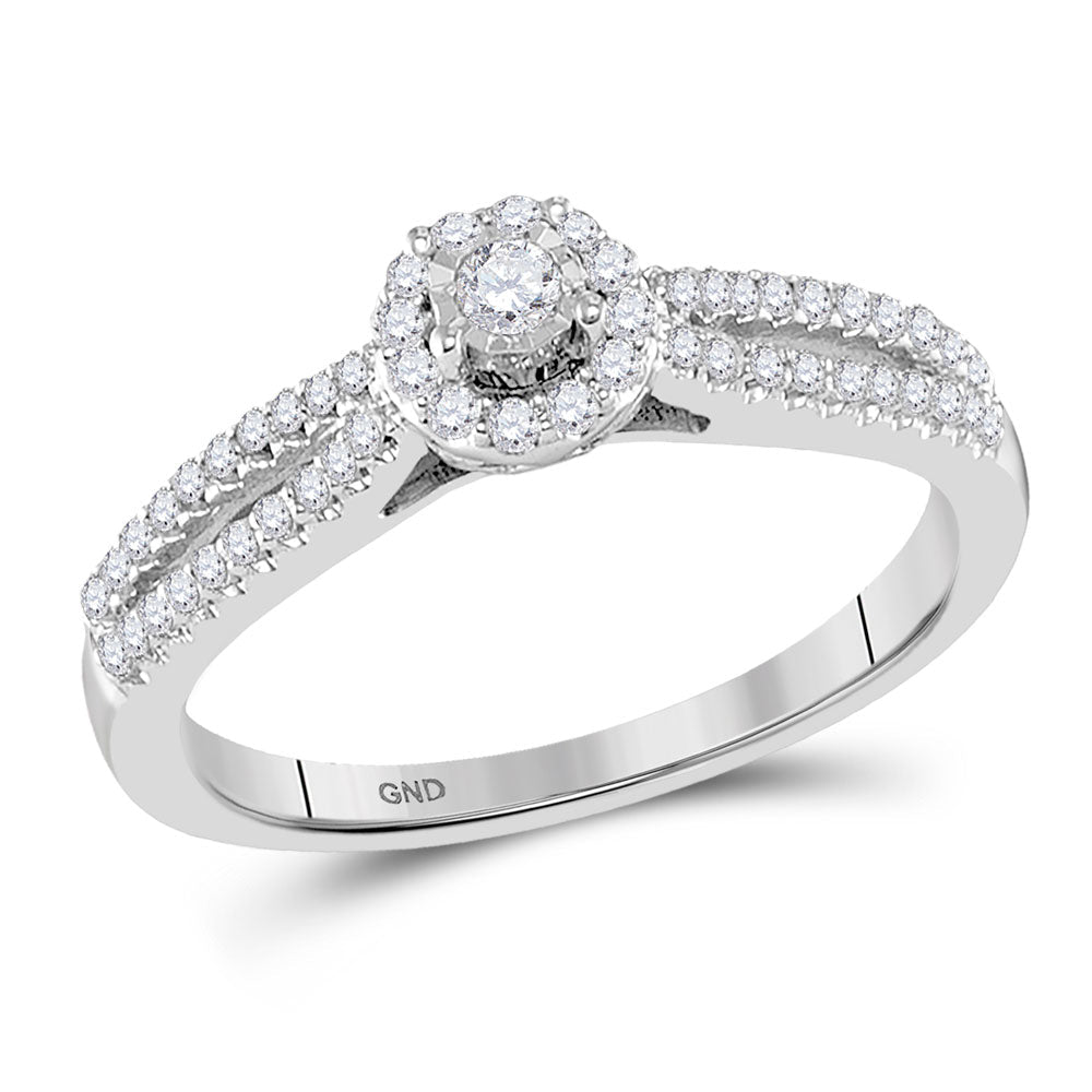 Radiant Love: 10kt White Gold Round Diamond Solitaire Bridal Wedding Engagement Ring 1/4 Cttw - Splendid Jewellery