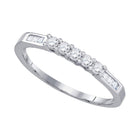 Radiant Love: 10kt White Gold Womens Round Diamond 5 - stone Wedding Band 1/3 Cttw - Splendid Jewellery