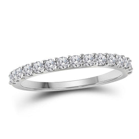Radiant Love: 10kt White Gold Womens Round Diamond Wedding Single Row Band 1/2 Cttw - Splendid Jewellery