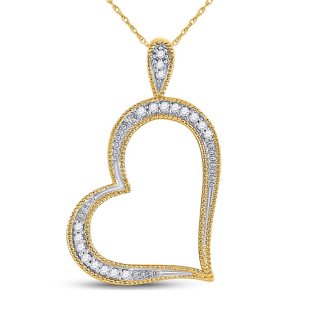Radiant Love: 10kt Yellow Gold Diamond Heart Pendant - Splendid Jewellery
