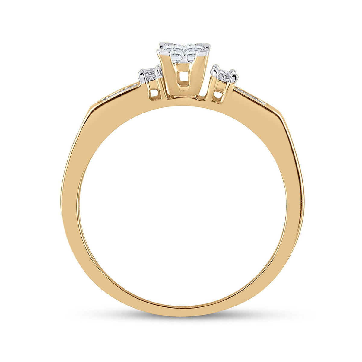 Radiant Love: 10kt Yellow Gold Princess Diamond Bridal Wedding Ring Band Set 1/3 Cttw - Splendid Jewellery