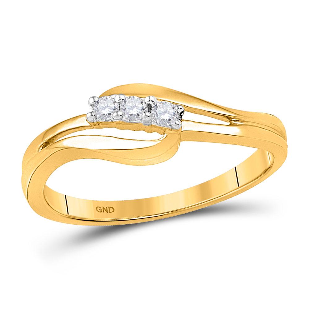 Radiant Love 10kt Yellow Gold Round Diamond 3 - stone Bridal Wedding Engagement Ring - Splendid Jewellery