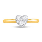 Radiant Love: 10kt Yellow Gold Womens Round Diamond Heart Cluster Ring 1/2 Cttw - Splendid Jewellery