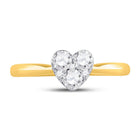 Radiant Love: 10kt Yellow Gold Womens Round Diamond Heart Cluster Ring 1/2 Cttw - Splendid Jewellery