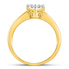Radiant Love: 10kt Yellow Gold Womens Round Diamond Heart Cluster Ring 1/2 Cttw - Splendid Jewellery