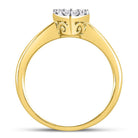 Radiant Love: 10kt Yellow Gold Womens Round Diamond Heart Cluster Ring 1/2 Cttw - Splendid Jewellery