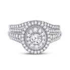 Radiant Love: 14kt White Gold Diamond Bridal Wedding Ring Band Set - Splendid Jewellery